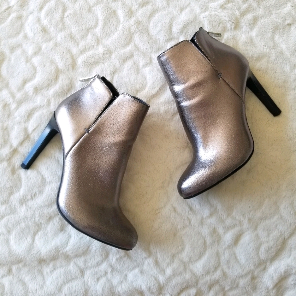 Zara Metallic Pewter Ankle Booties
